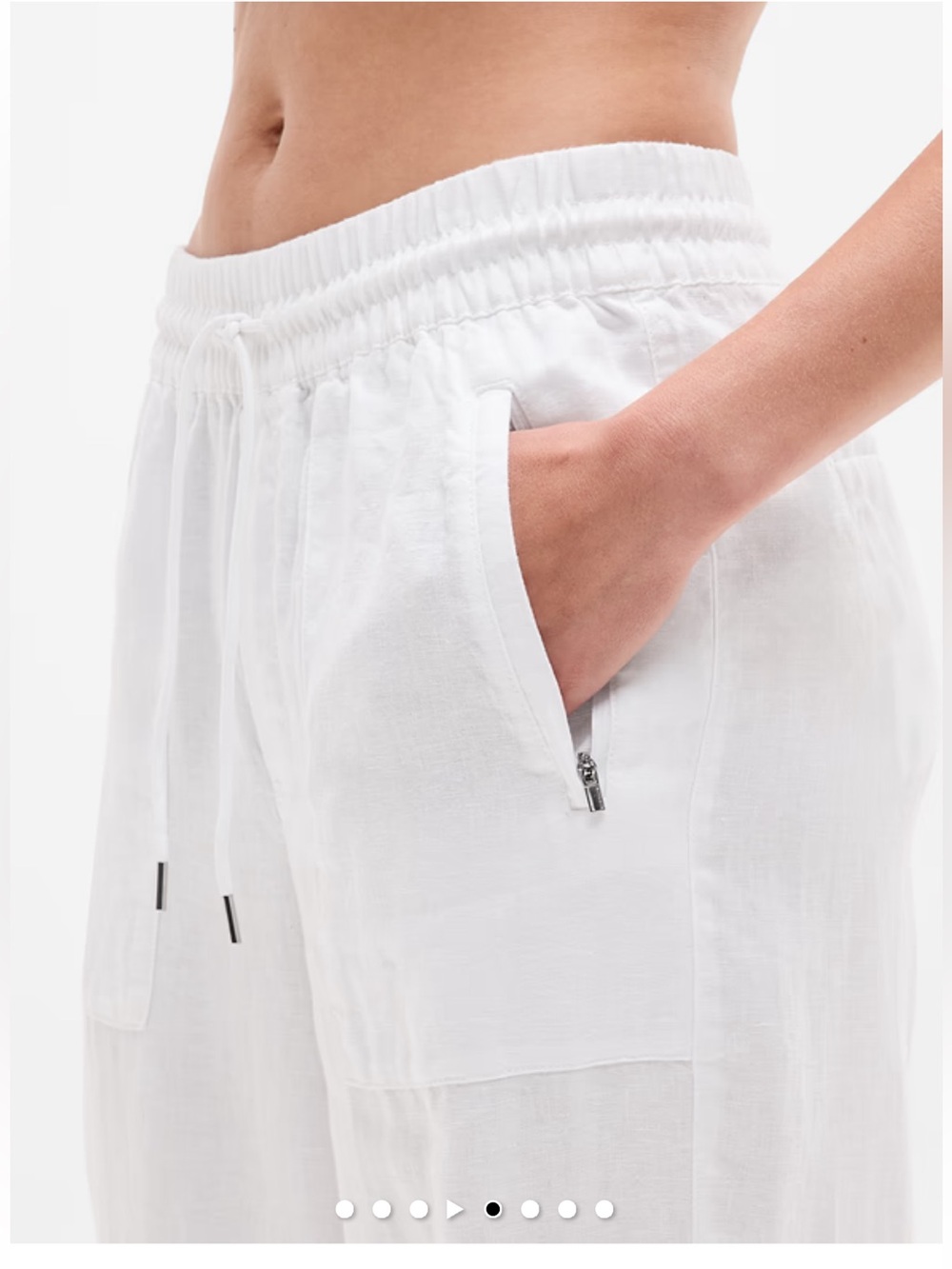 Athleta Retreat White Linen Wide Leg Pants M Petite NWOT - Picture 3 of 8